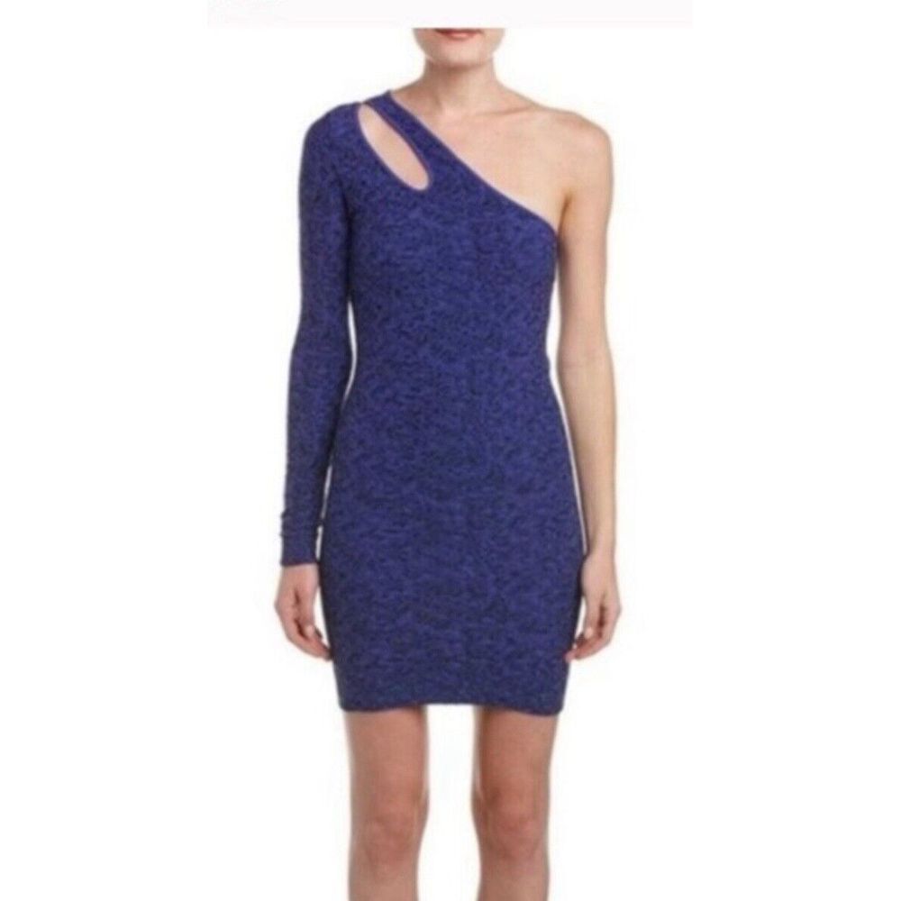 NWT BCBGeneration BodyCon Dress M/L‎ Periblue Asymmetrical One Sleeve Stretchy
